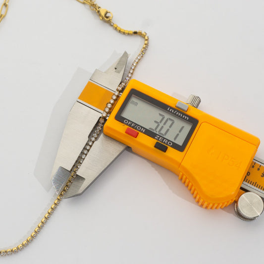 Asymmetric Tennis & Paperclip Chain Necklace Stainless Steel PVD Gold Plated Rantai Kalung 2 Model Hypoallergenic