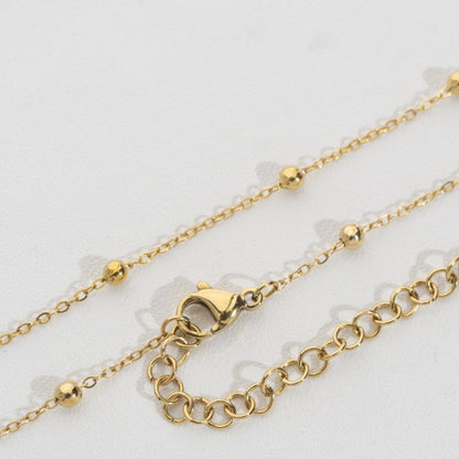 (43+5cm) Satellite Bead Cable Chain Necklace Stainless Steel PVD Gold Plated Rantai Kalung Biji Lada Hypoallergenic