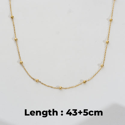 (43+5cm) Satellite Bead Cable Chain Necklace Stainless Steel PVD Gold Plated Rantai Kalung Biji Lada Hypoallergenic