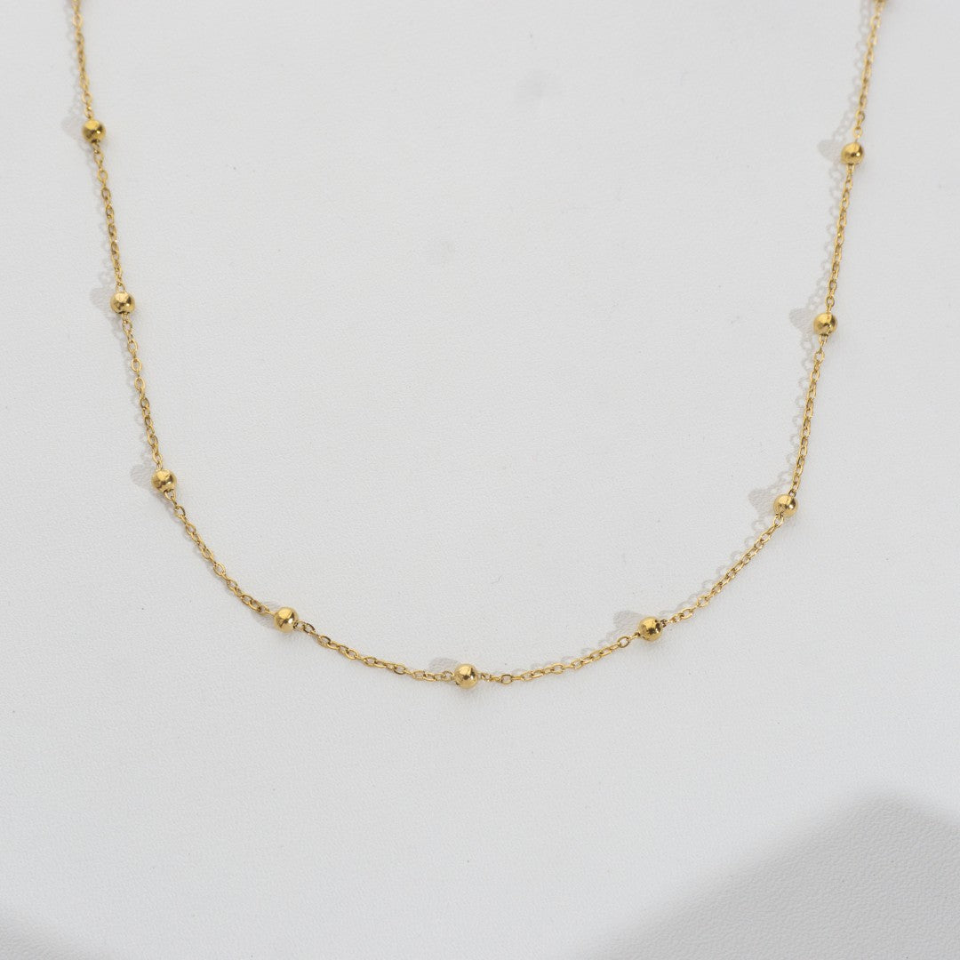 (43+5cm) Satellite Bead Cable Chain Necklace Stainless Steel PVD Gold Plated Rantai Kalung Biji Lada Hypoallergenic