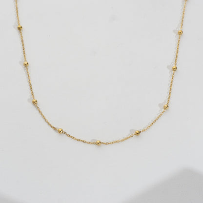 (43+5cm) Satellite Bead Cable Chain Necklace Stainless Steel PVD Gold Plated Rantai Kalung Biji Lada Hypoallergenic