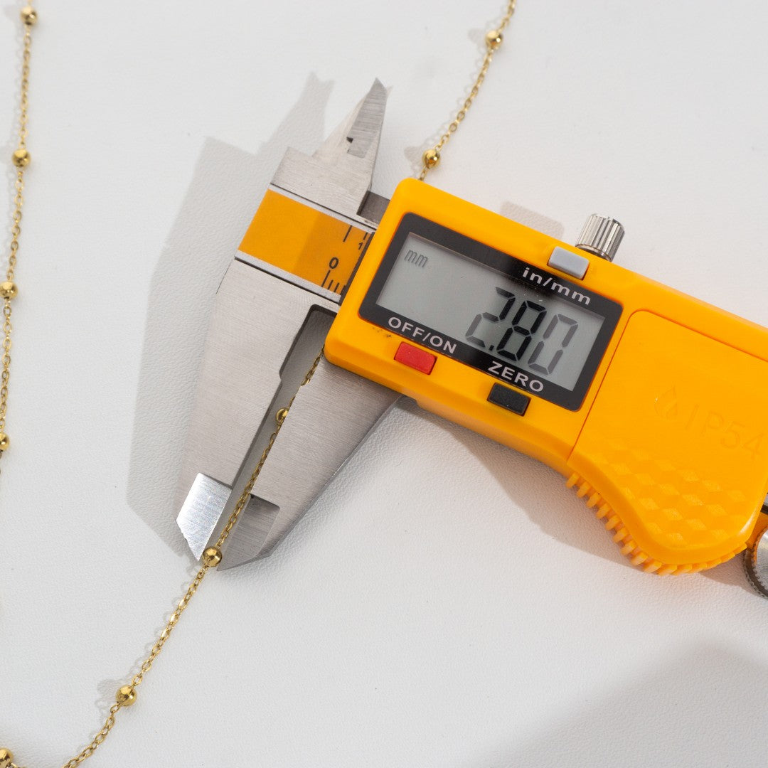 (43+5cm) Satellite Bead Cable Chain Necklace Stainless Steel PVD Gold Plated Rantai Kalung Biji Lada Hypoallergenic