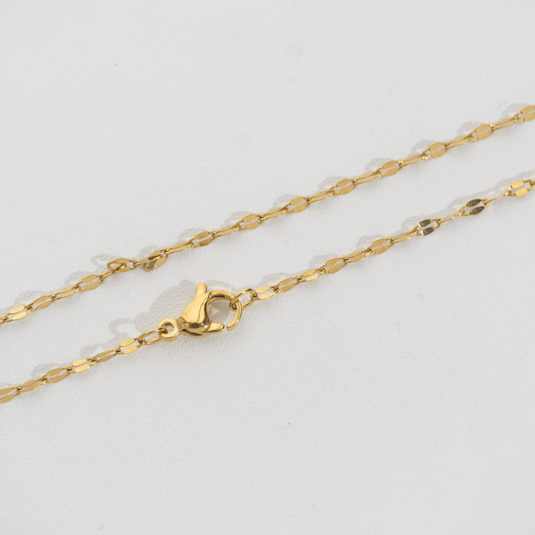 Sunburst Oval Chain Necklace Stainless Steel PVD Gold Plated Rantai Kalung Pecah Kopi Hypoallergenic