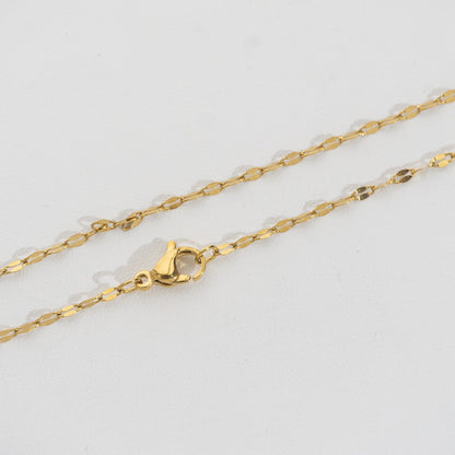 Sunburst Oval Chain Necklace Stainless Steel PVD Gold Plated Rantai Kalung Pecah Kopi Hypoallergenic