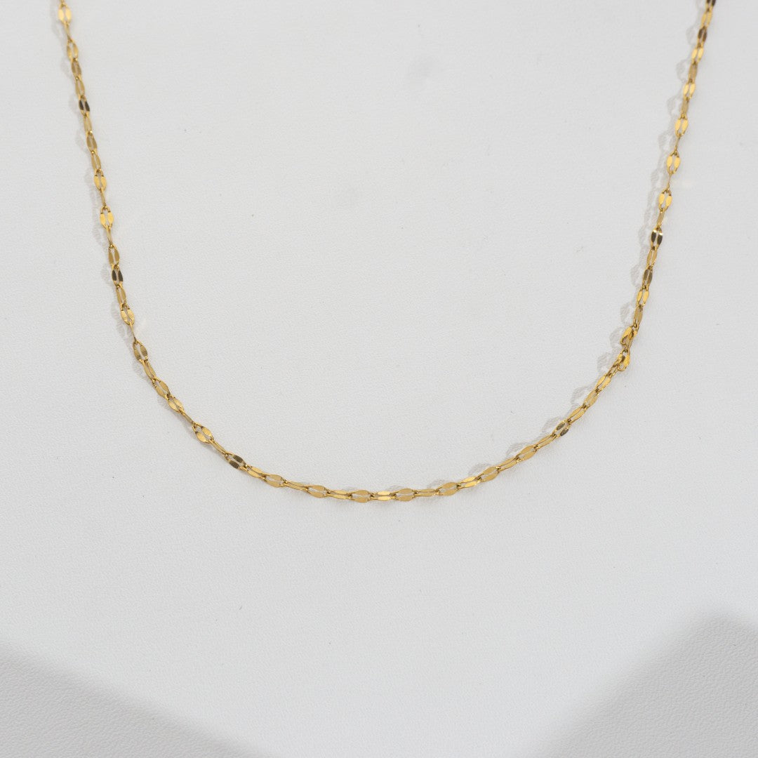 Sunburst Oval Chain Necklace Stainless Steel PVD Gold Plated Rantai Kalung Pecah Kopi Hypoallergenic