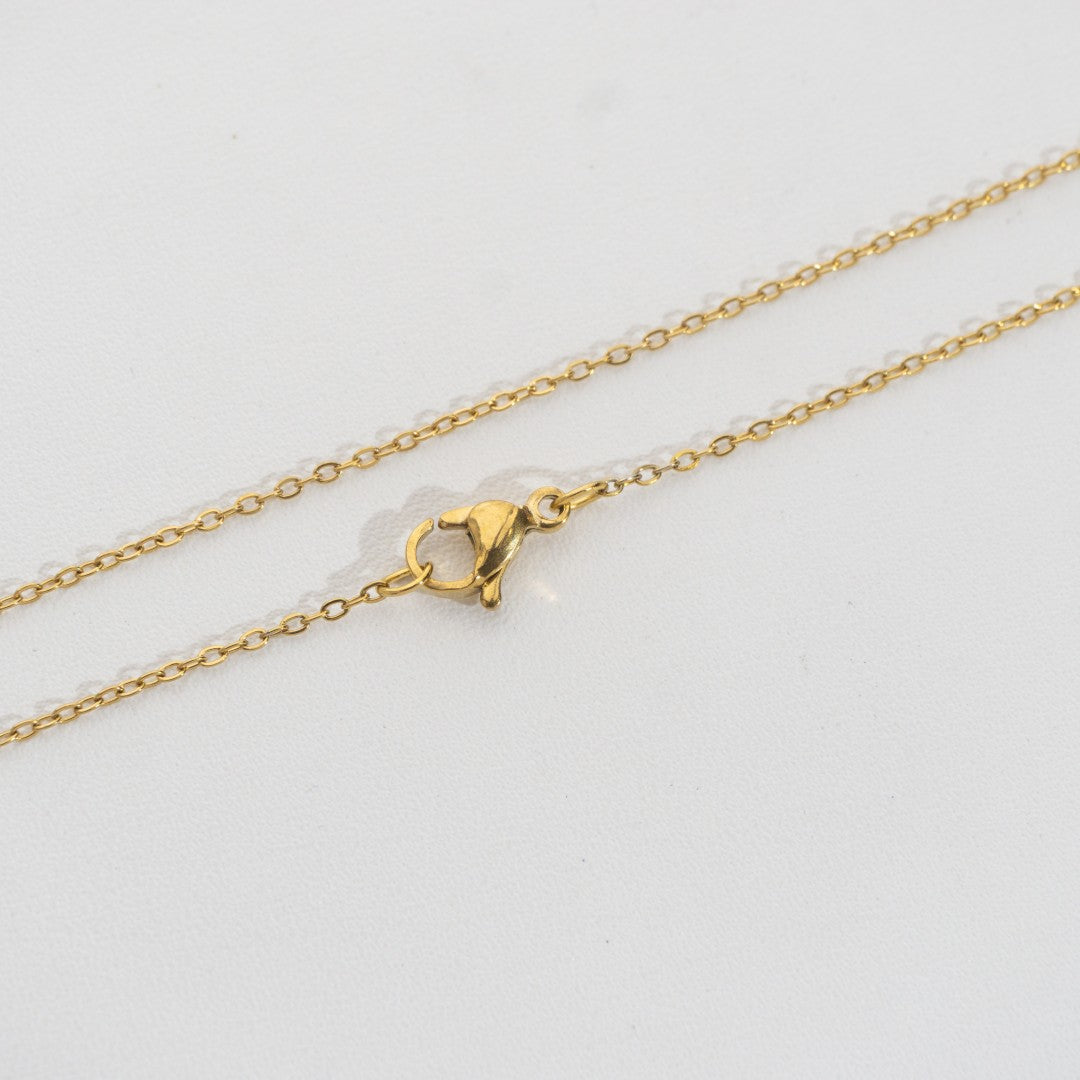 (43.5cm) Dainty Rolo Chain Necklace Stainless Steel PVD Gold Plated Rantai Kalung Hypoallergenic