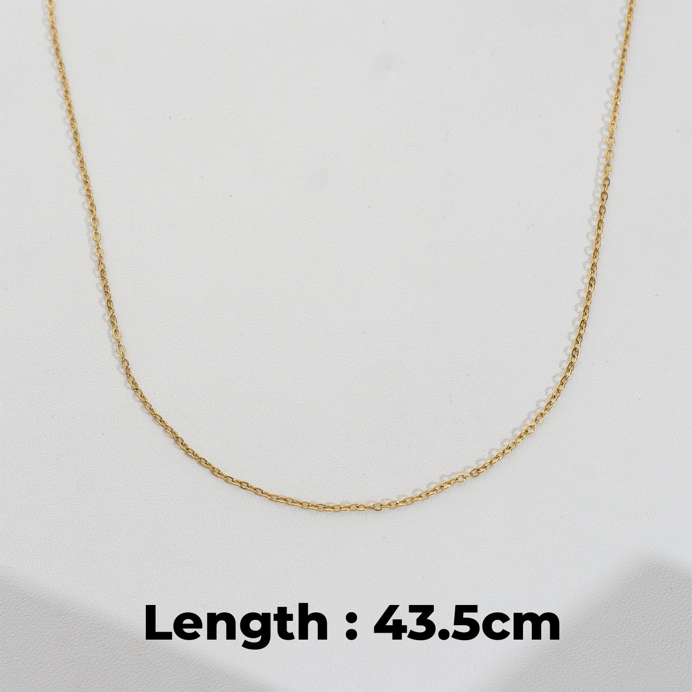 (43.5cm) Dainty Rolo Chain Necklace Stainless Steel PVD Gold Plated Rantai Kalung Hypoallergenic