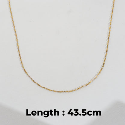 (43.5cm) Dainty Rolo Chain Necklace Stainless Steel PVD Gold Plated Rantai Kalung Hypoallergenic