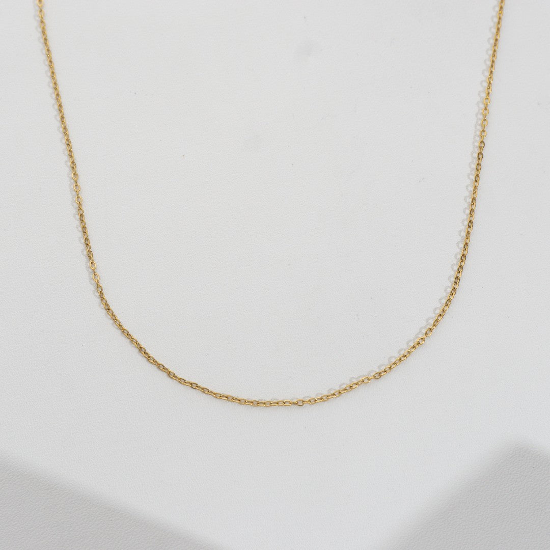 (43.5cm) Dainty Rolo Chain Necklace Stainless Steel PVD Gold Plated Rantai Kalung Hypoallergenic