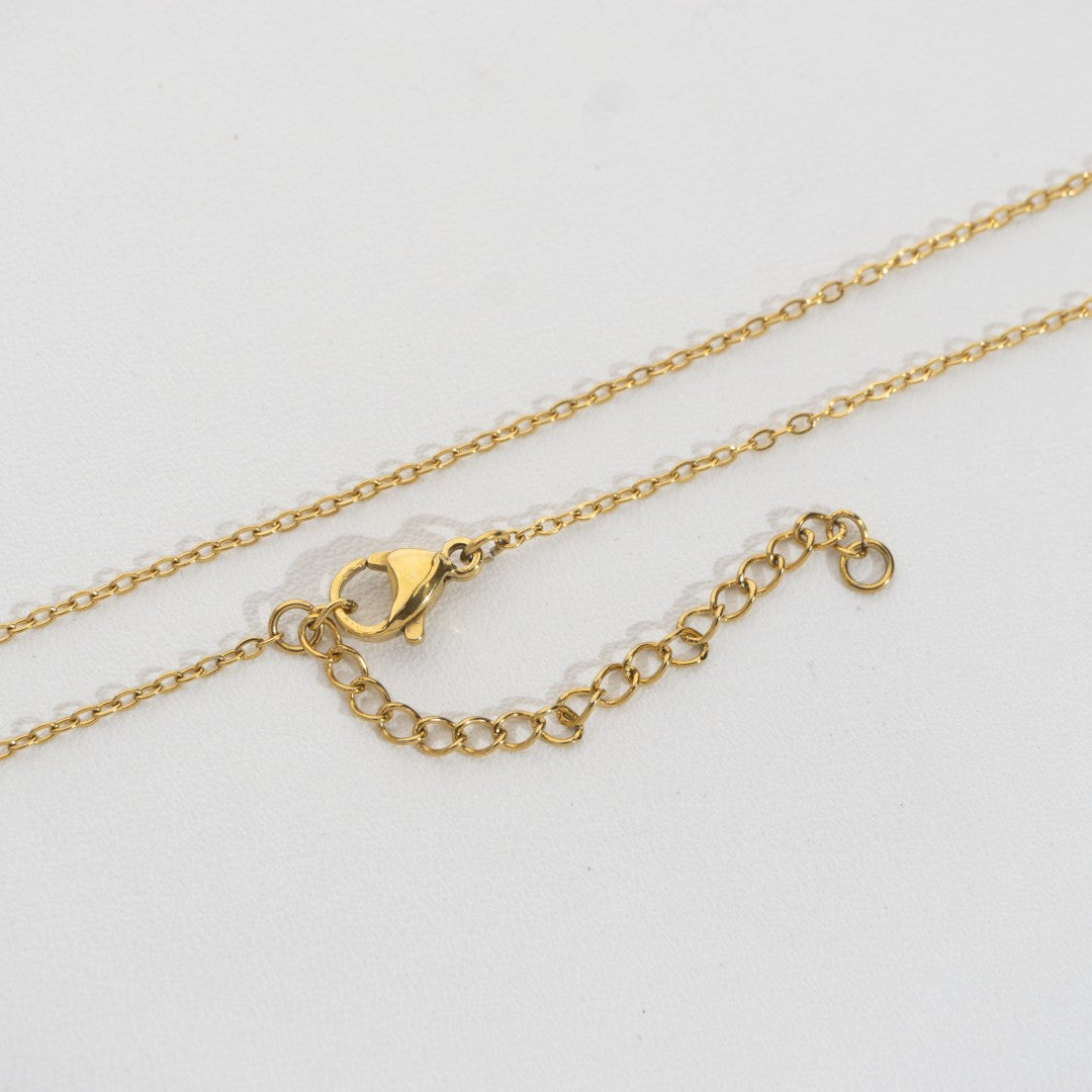 (39+5cm) Dainty Rolo Chain Necklace Stainless Steel PVD Gold Plated Rantai Kalung Hypoallergenic
