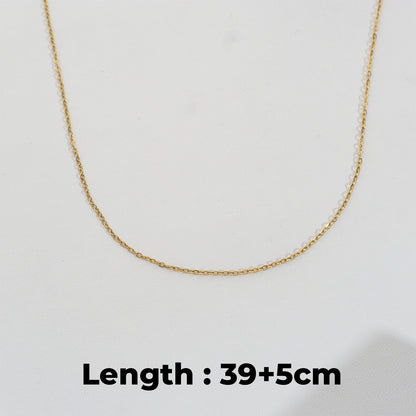 (39+5cm) Dainty Rolo Chain Necklace Stainless Steel PVD Gold Plated Rantai Kalung Hypoallergenic