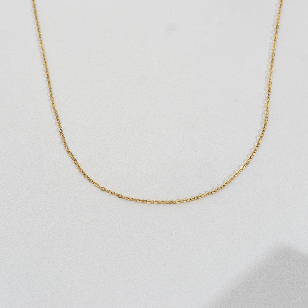 (39+5cm) Dainty Rolo Chain Necklace Stainless Steel PVD Gold Plated Rantai Kalung Hypoallergenic