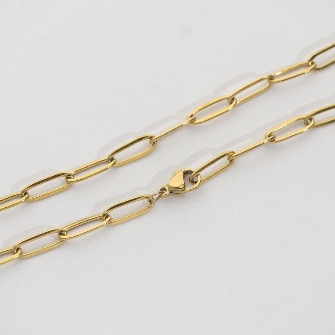 Minimalist Oval Paperclip Necklace Stainless Steel PVD Gold Plated Rantai Kalung Paperclip Oval Hypoallergenic