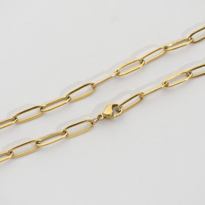 Minimalist Oval Paperclip Necklace Stainless Steel PVD Gold Plated Rantai Kalung Paperclip Oval Hypoallergenic
