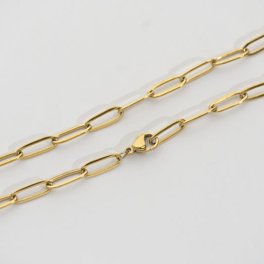 Minimalist Oval Paperclip Necklace Stainless Steel PVD Gold Plated Rantai Kalung Paperclip Oval Hypoallergenic