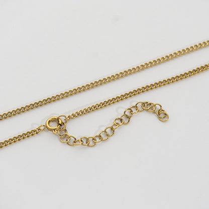 (39+5cm) Minimalist Curb Chain Necklace Stainless Steel PVD Gold Plated Rantai Kalung Pipih Hypoallergenic