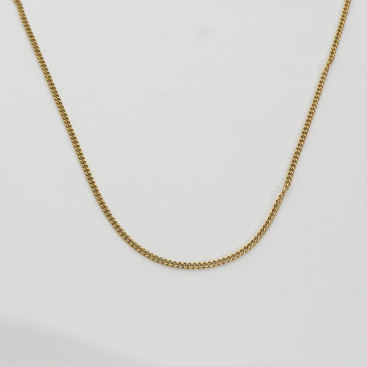 (39+5cm) Minimalist Curb Chain Necklace Stainless Steel PVD Gold Plated Rantai Kalung Pipih Hypoallergenic
