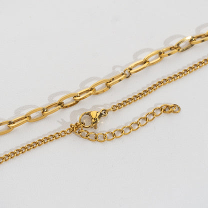 Paperclip Curb Chain Necklace Stainless Steel PVD Gold Plated Rantai Kalung Hypoallergenic