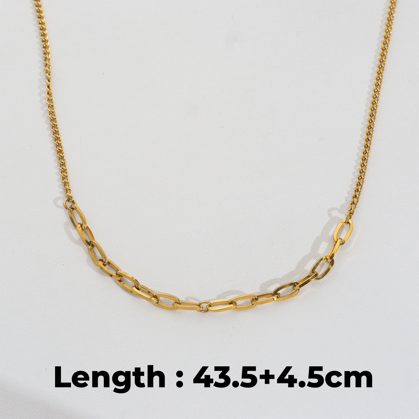 Paperclip Curb Chain Necklace Stainless Steel PVD Gold Plated Rantai Kalung Hypoallergenic