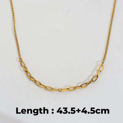 Paperclip Curb Chain Necklace Stainless Steel PVD Gold Plated Rantai Kalung Hypoallergenic