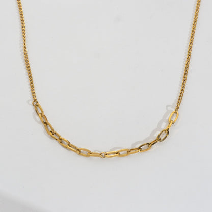 Paperclip Curb Chain Necklace Stainless Steel PVD Gold Plated Rantai Kalung Hypoallergenic