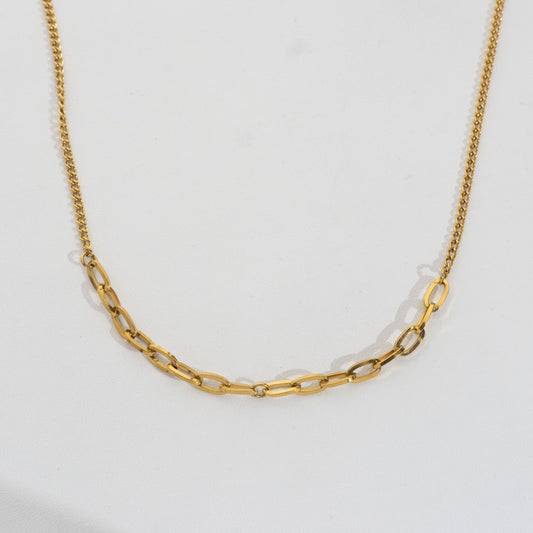 Paperclip Curb Chain Necklace Stainless Steel PVD Gold Plated Rantai Kalung Hypoallergenic