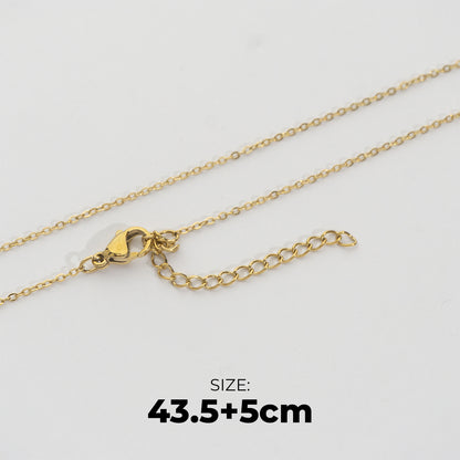 (43.5+5 cm) Minimalist Rolo Chain Necklace Stainless Steel PVD Gold Plated Rantai Kalung Tipis Hypoallergenic