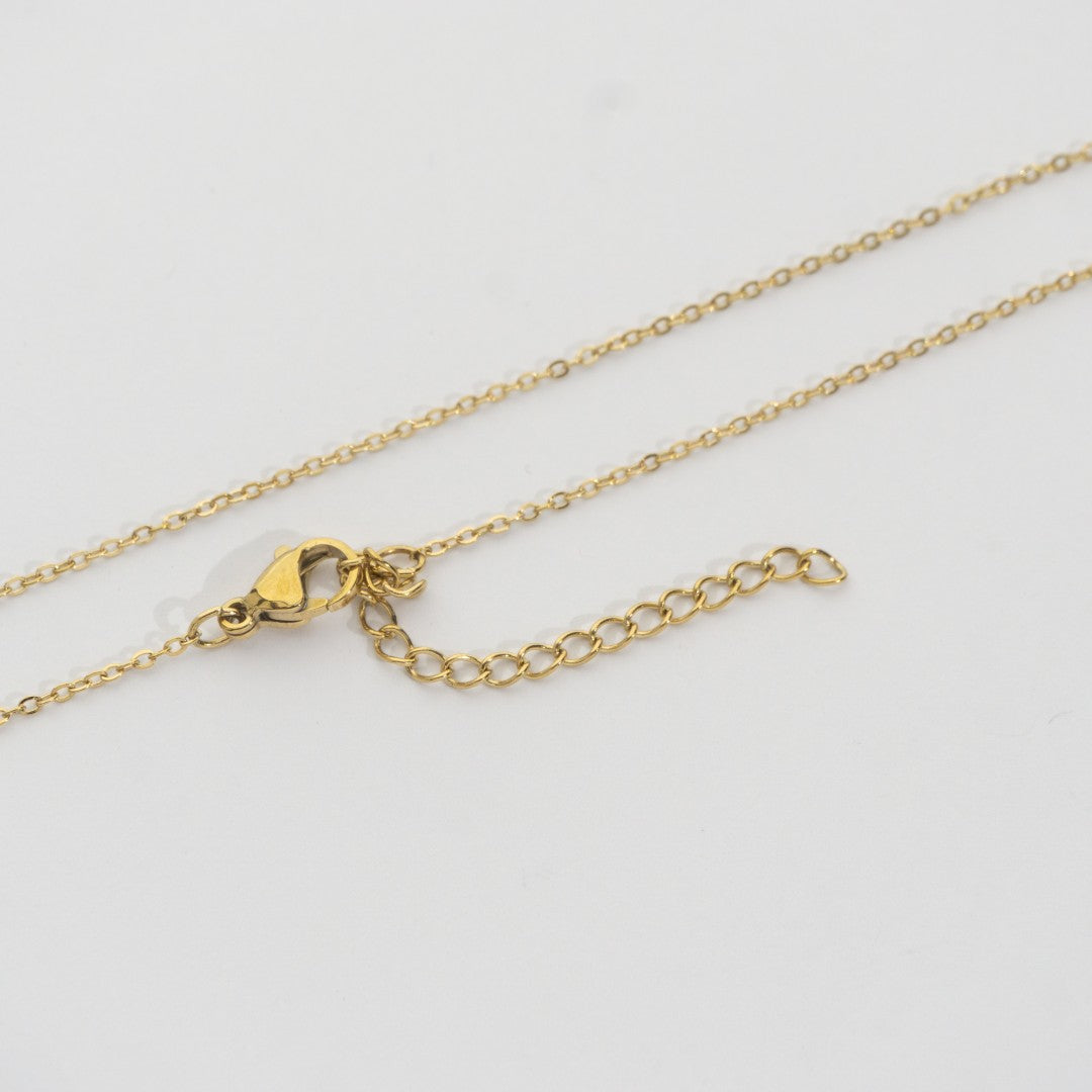 (43.5+5 cm) Minimalist Rolo Chain Necklace Stainless Steel PVD Gold Plated Rantai Kalung Tipis Hypoallergenic