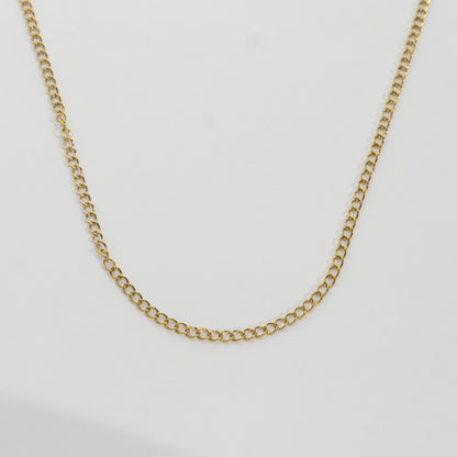 (46cm) Curb Chain Necklace Stainless Steel PVD Gold Plated Rantai Kalung Pipih Hypoallergenic
