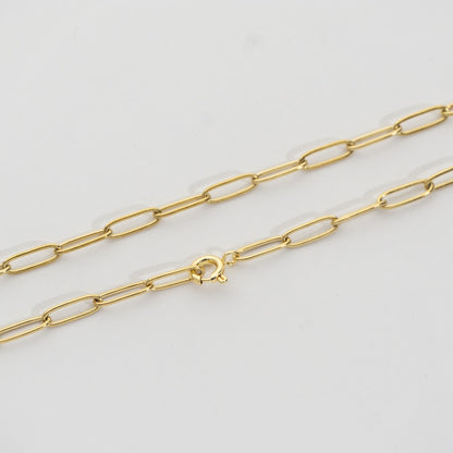 (38.5cm) Paperclip Link Chain Necklace Stainless Steel PVD Gold Plated Rantai Kalung Paperclip Hypoallergenic