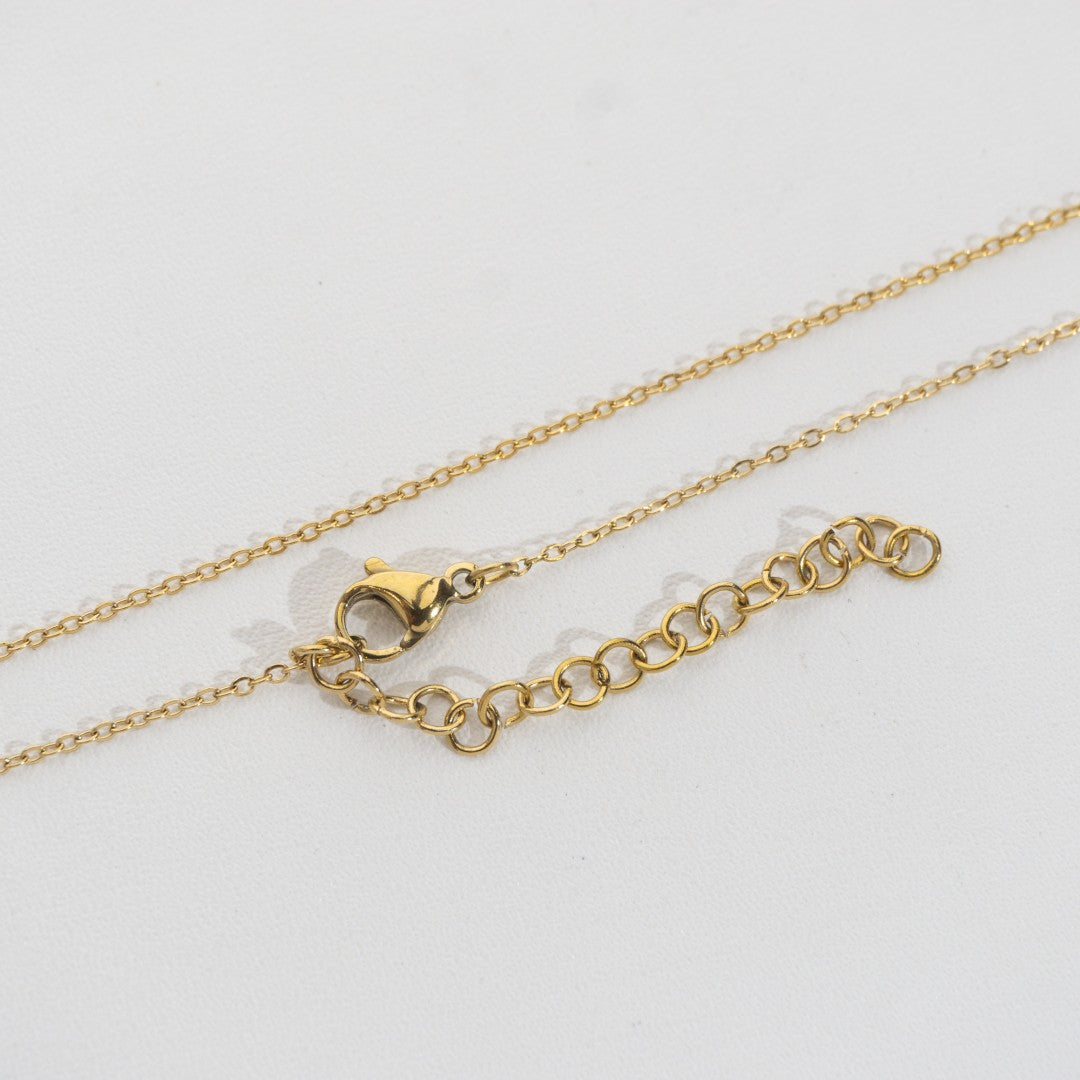 (44+5.5cm) Dainty Rolo Chain Necklace Stainless Steel PVD Gold Plated Rantai Kalung Hypoallergenic