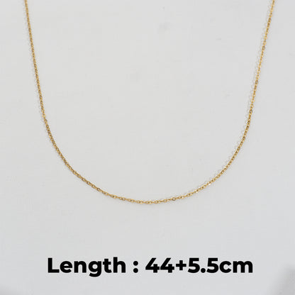 (44+5.5cm) Dainty Rolo Chain Necklace Stainless Steel PVD Gold Plated Rantai Kalung Hypoallergenic