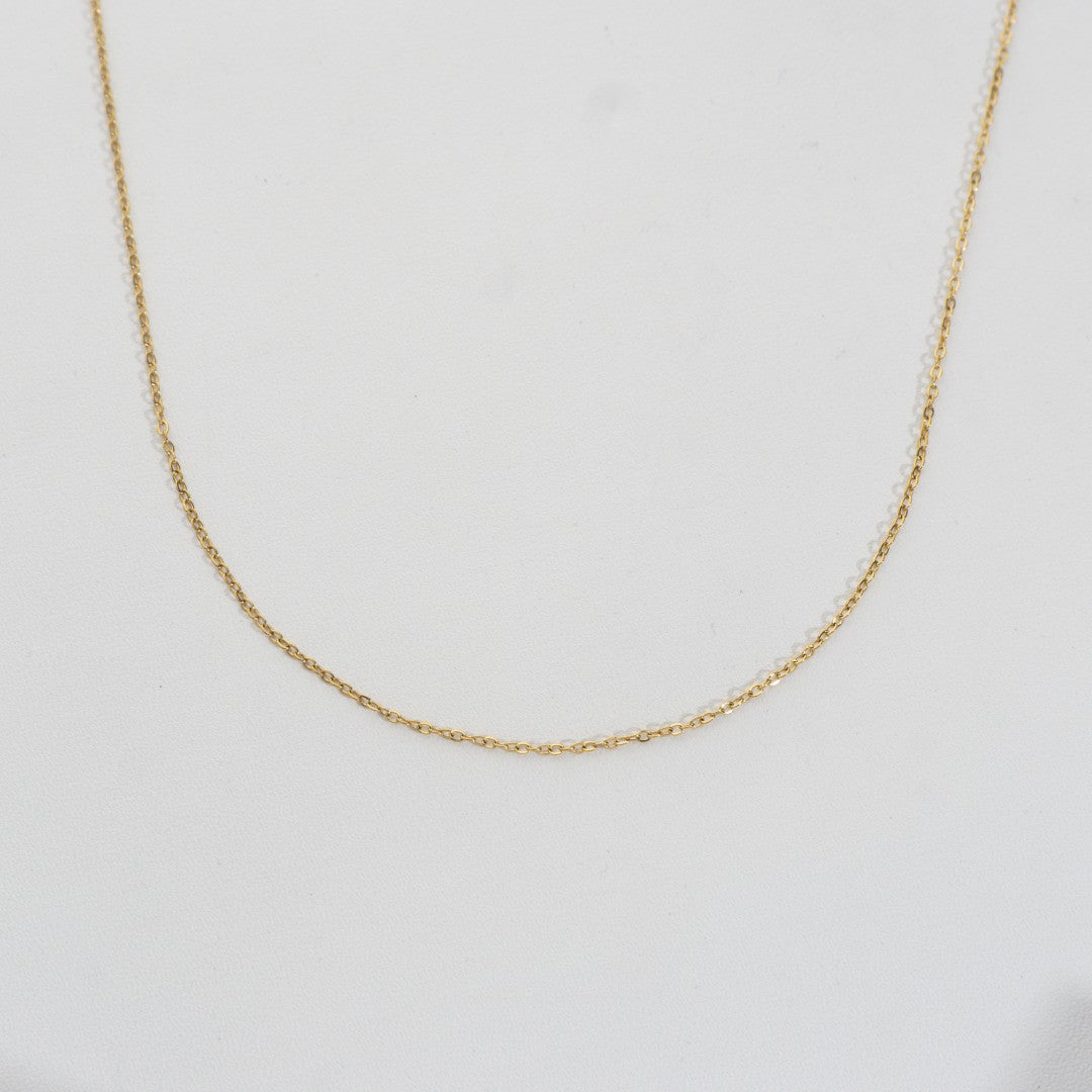 (44+5.5cm) Dainty Rolo Chain Necklace Stainless Steel PVD Gold Plated Rantai Kalung Hypoallergenic
