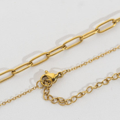 Paperclip Chain Necklace Stainless Steel PVD Gold Plated Rantai Kalung Hypoallergenic