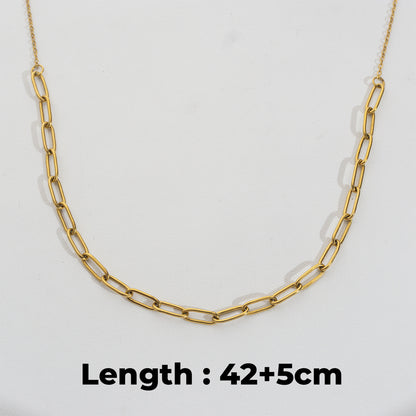 Paperclip Chain Necklace Stainless Steel PVD Gold Plated Rantai Kalung Hypoallergenic