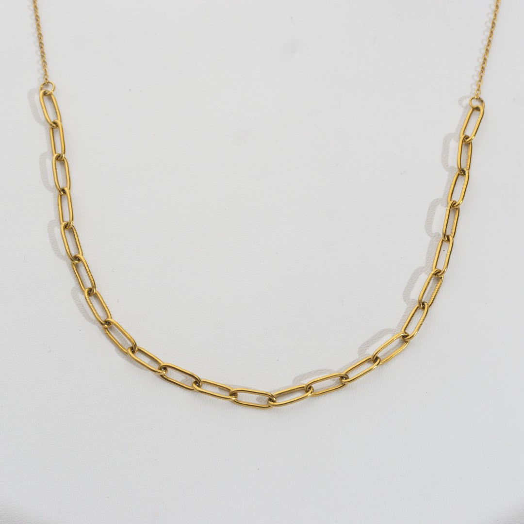 Paperclip Chain Necklace Stainless Steel PVD Gold Plated Rantai Kalung Hypoallergenic