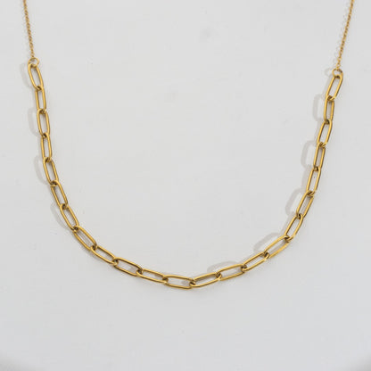 Paperclip Chain Necklace Stainless Steel PVD Gold Plated Rantai Kalung Hypoallergenic