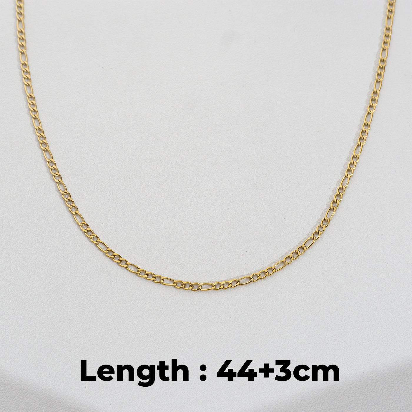 (44+3cm) Figaro Chain Necklace Stainless Steel PVD Gold Plated Rantai Kalung Figaro Hypoallergenic