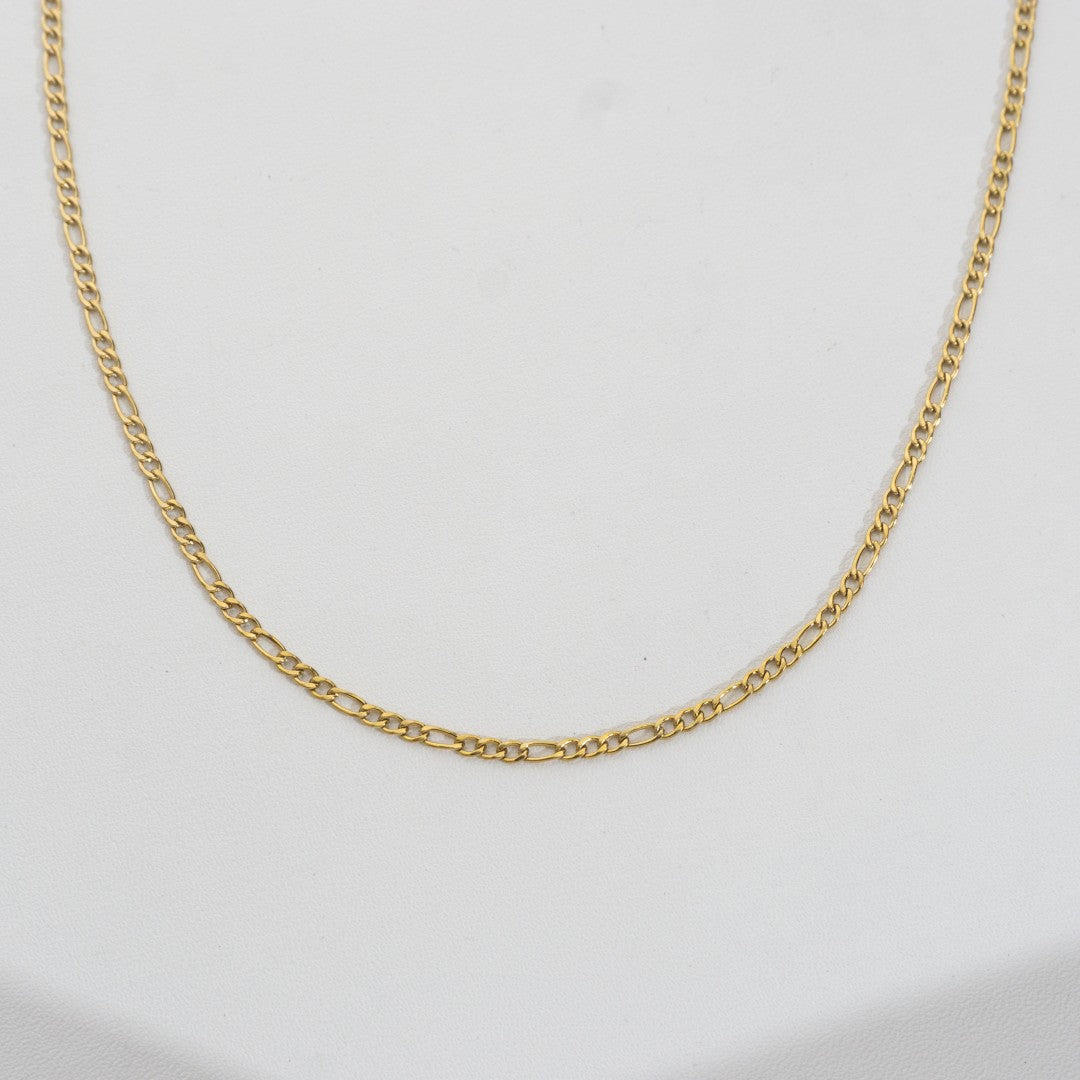 (44+3cm) Figaro Chain Necklace Stainless Steel PVD Gold Plated Rantai Kalung Figaro Hypoallergenic