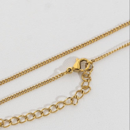 (1.3mm) Gold Curb Chain Necklace Stainless Steel PVD Gold Plated Rantai Kalung Hypoallergenic