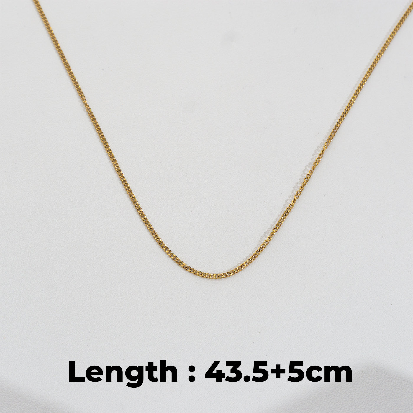 (1.3mm) Gold Curb Chain Necklace Stainless Steel PVD Gold Plated Rantai Kalung Hypoallergenic