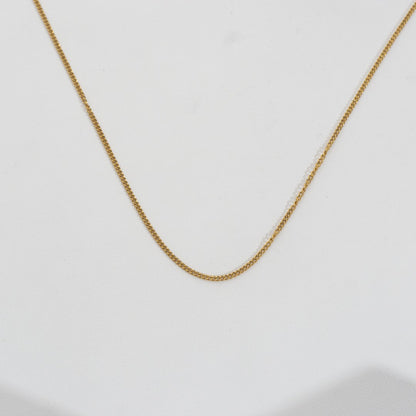 (1.3mm) Gold Curb Chain Necklace Stainless Steel PVD Gold Plated Rantai Kalung Hypoallergenic