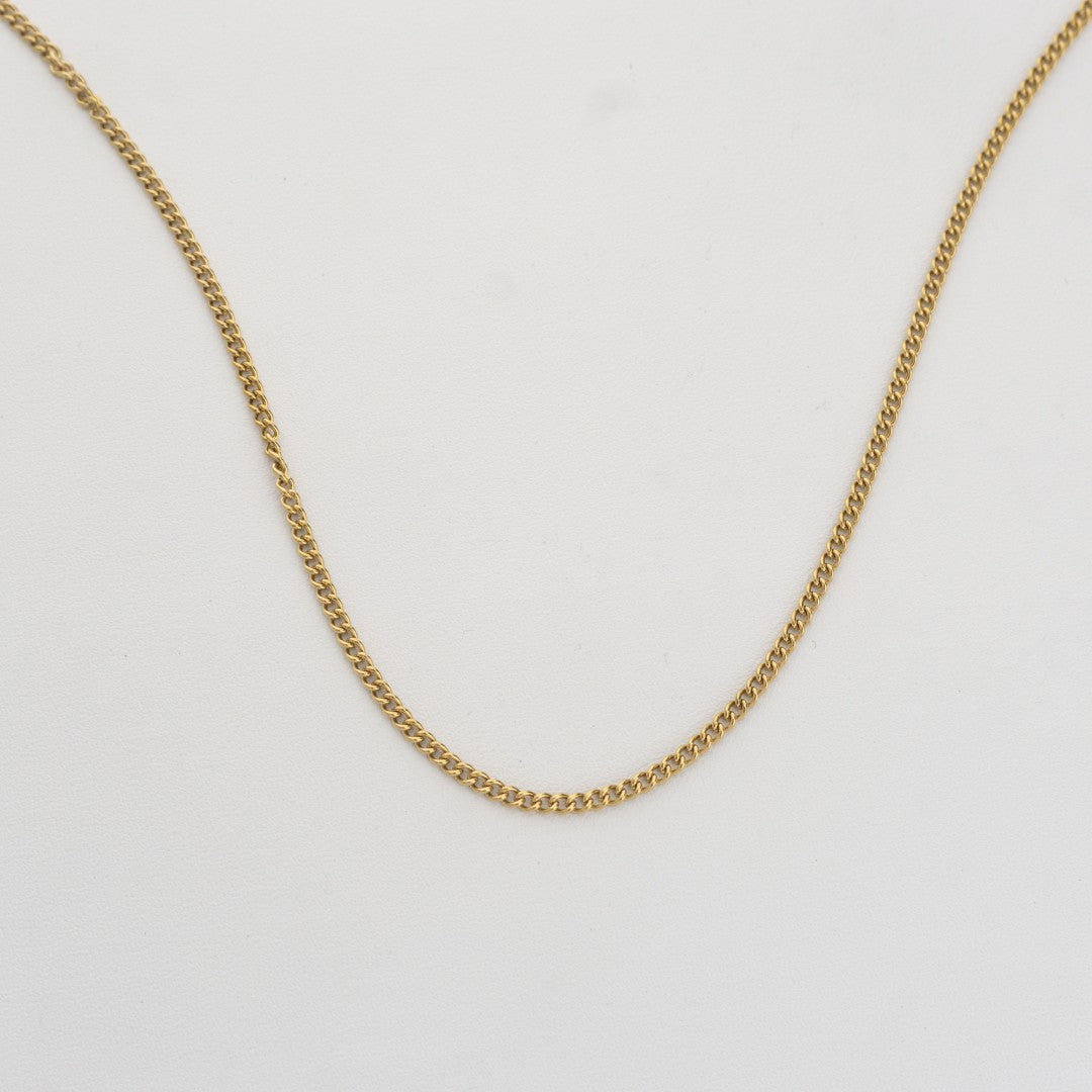 (2mm) Gold Curb Chain Necklace Stainless Steel PVD Gold Plated Rantai Kalung Hypoallergenic