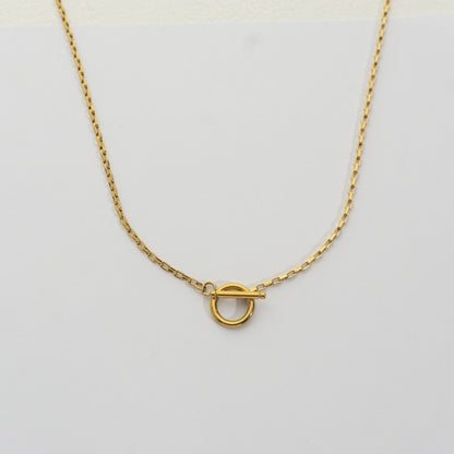 Minimalist Box Chain Toggle Necklace Stainless Steel PVD Gold Plated Rantai Kalung Itali Kaca Dengan Pengait Toggle Hypoallergenic