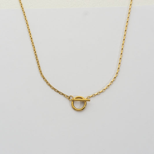 Minimalist Box Chain Toggle Necklace Stainless Steel PVD Gold Plated Rantai Kalung Itali Kaca Dengan Pengait Toggle Hypoallergenic