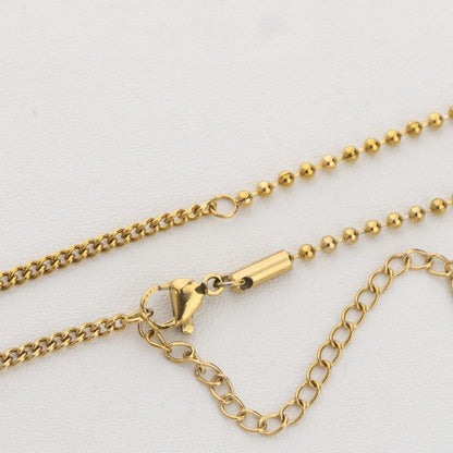 2 Style Buble Curb Chain Necklace Stainless Steel PVD Gold Plated Rantai Kalung Bola Pipih Hypoallergenic