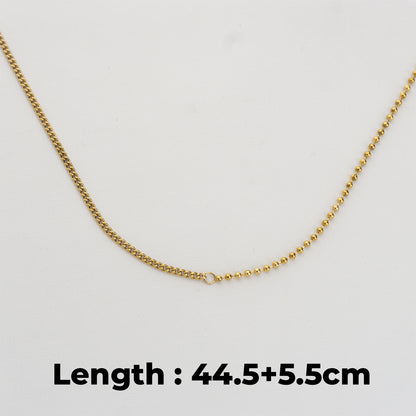 2 Style Buble Curb Chain Necklace Stainless Steel PVD Gold Plated Rantai Kalung Bola Pipih Hypoallergenic