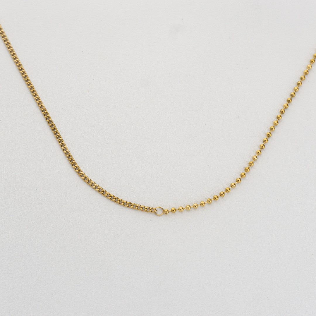 2 Style Buble Curb Chain Necklace Stainless Steel PVD Gold Plated Rantai Kalung Bola Pipih Hypoallergenic