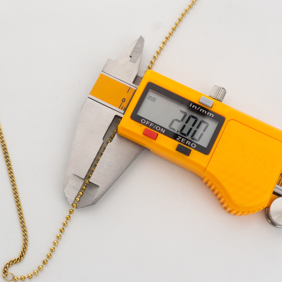 2 Style Buble Curb Chain Necklace Stainless Steel PVD Gold Plated Rantai Kalung Bola Pipih Hypoallergenic
