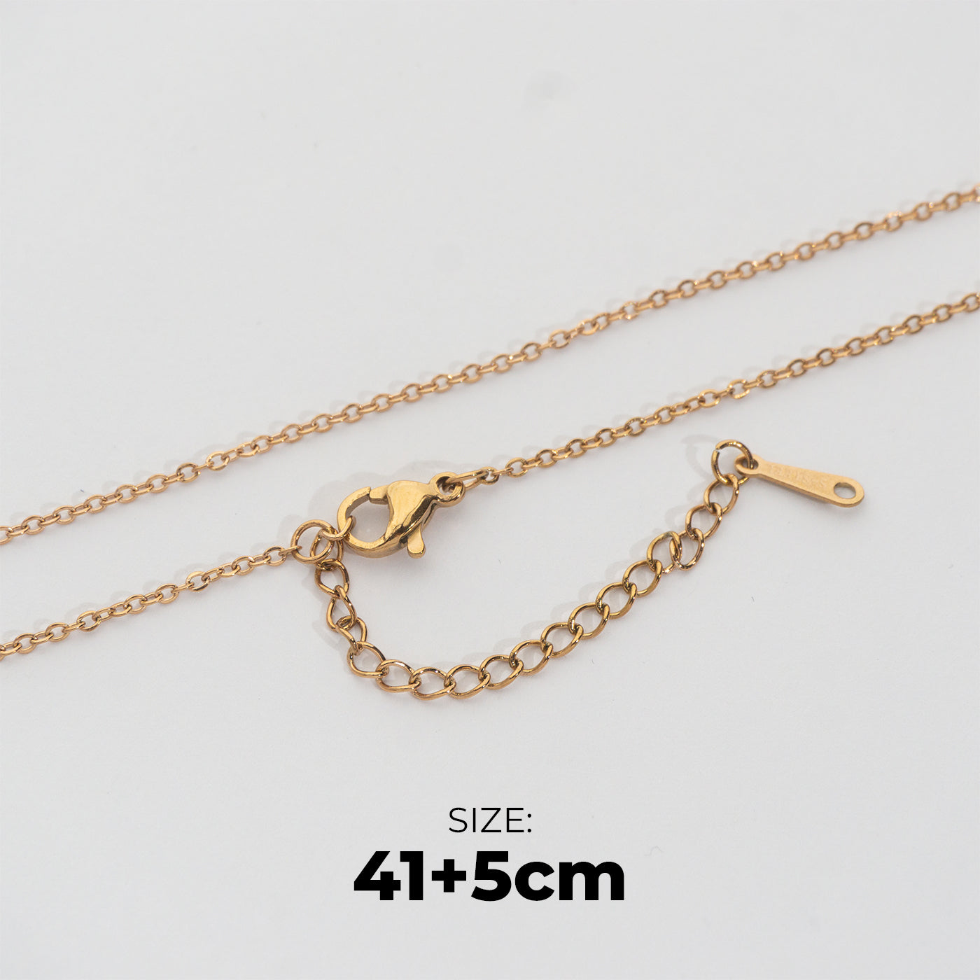 (41+5cm) Rosegold Rolo Chain Necklace Stainless Steel PVD Gold Plated Rantai Kalung Rolo Hypoallergenic